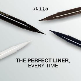 stila eyeliner beside a coin to show compact size and travel convenience