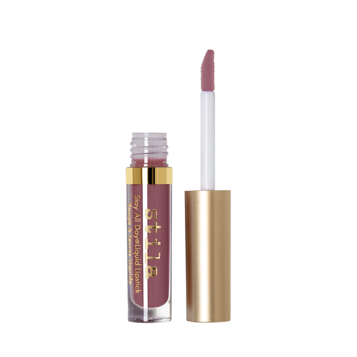 stila lipstick worn in lifestyle scene demonstrating long-lasting color benefit