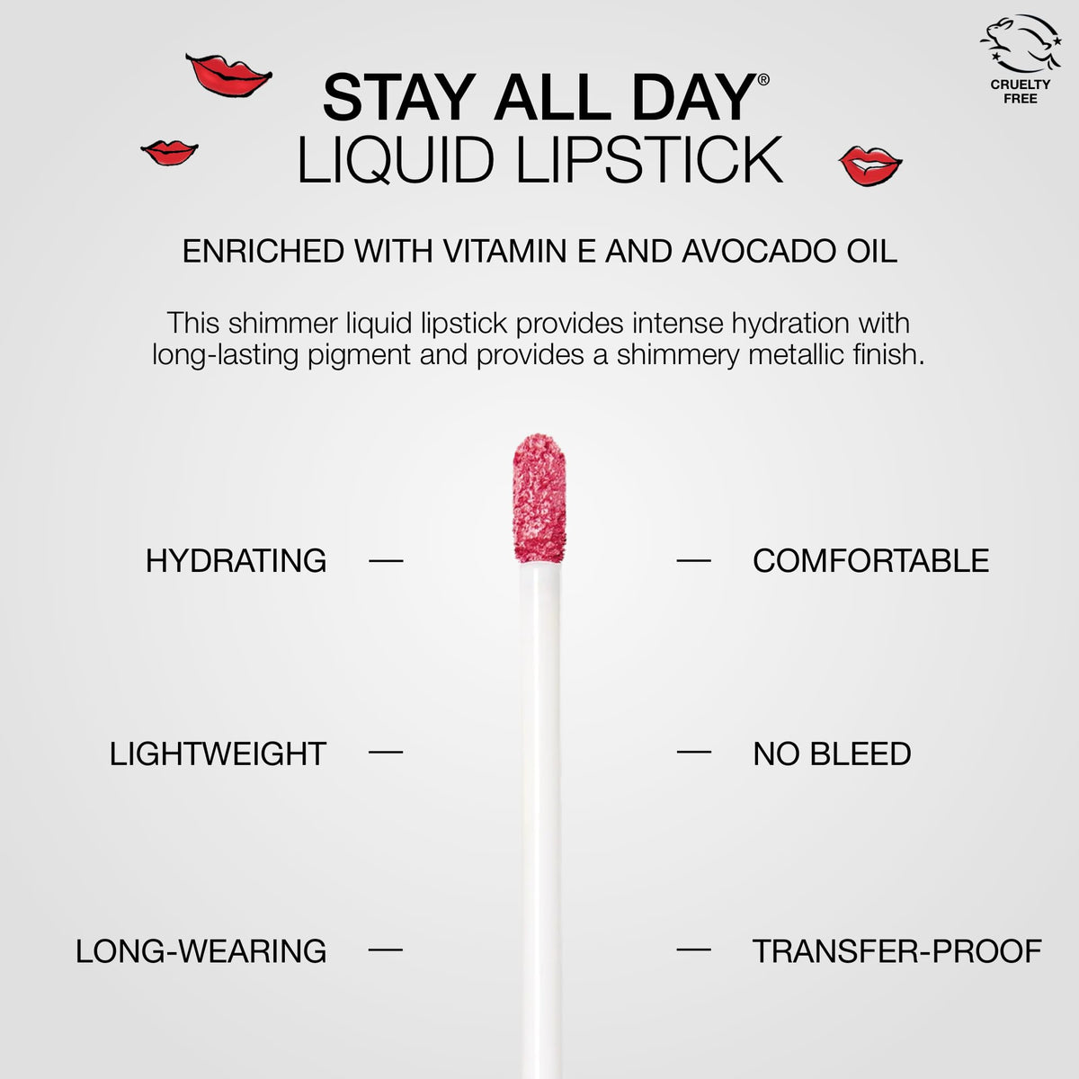 stila model wearing shimmer liquid lipstick demonstrating long-wear metallic effect