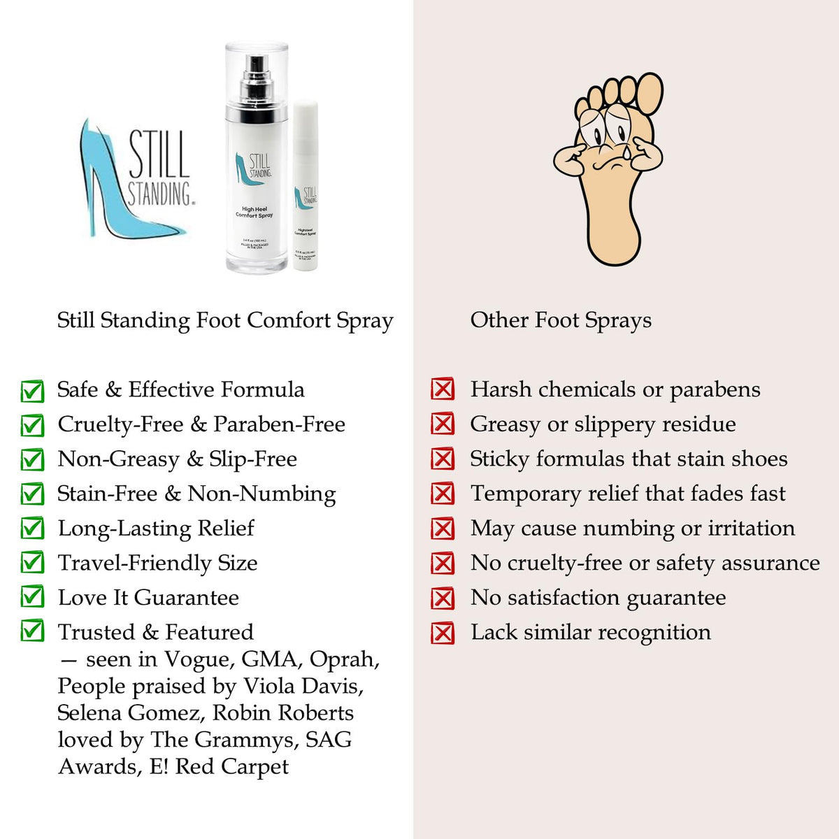 Still Standing compact mini tucked in a purse for discreet on-the-go foot refresh