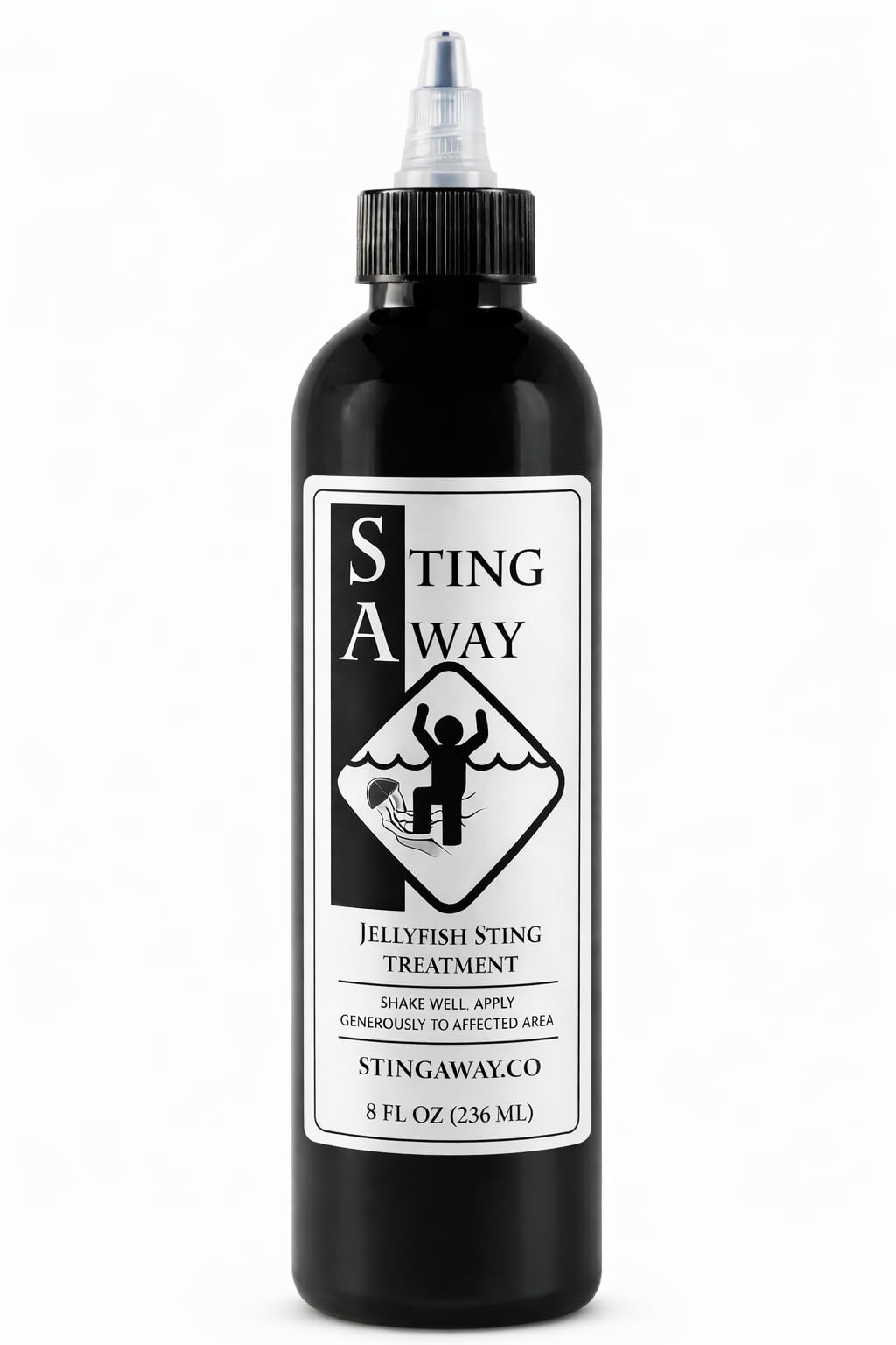 Sting Away front bottle showing label and 8 ounce size for quick treatment