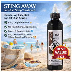 Sting Away liquid texture closeup highlighting smooth application and cooling effect
