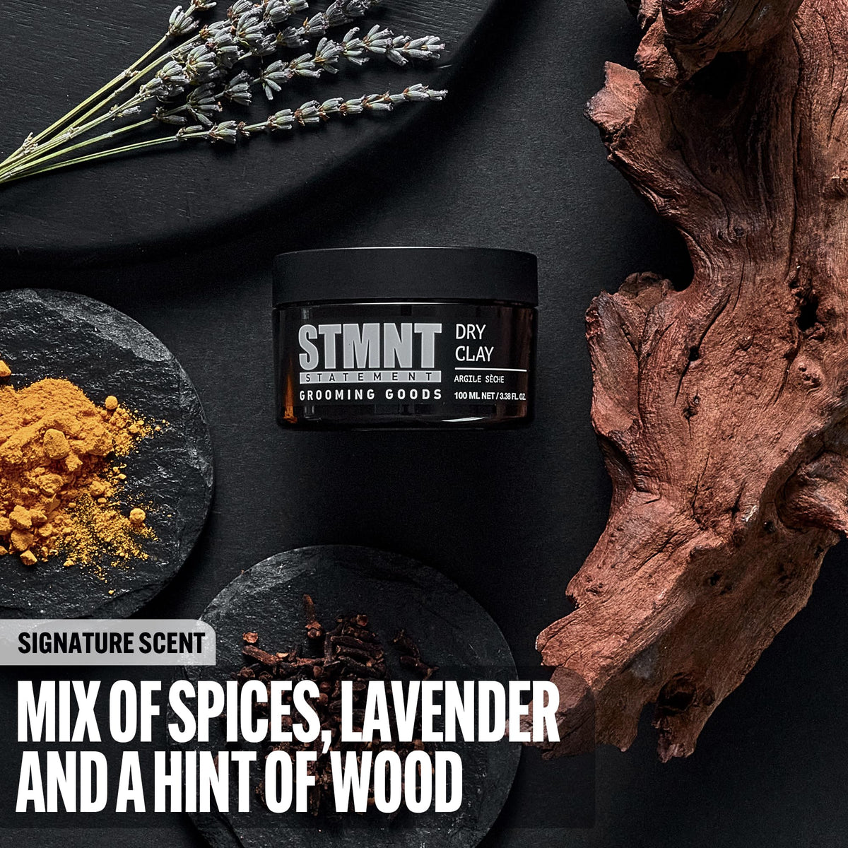 STMNT dry clay applied on hands demonstrating easy warming and spreadability
