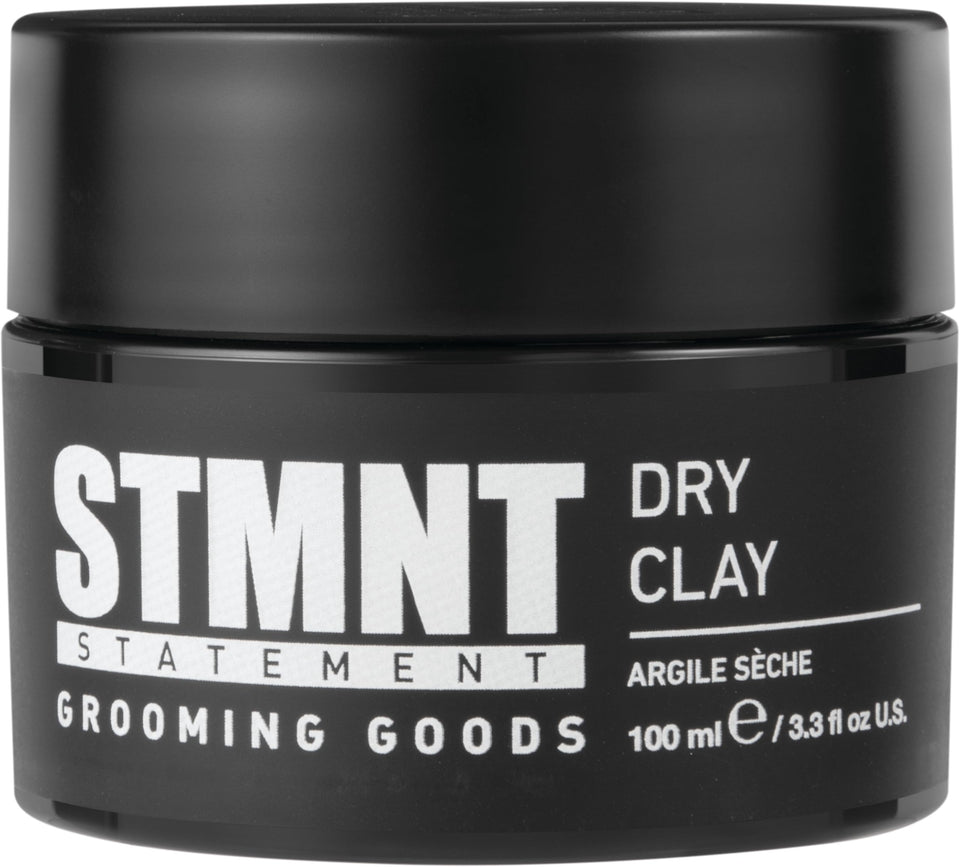 STMNT dry clay front tube showing branding and compact size benefit