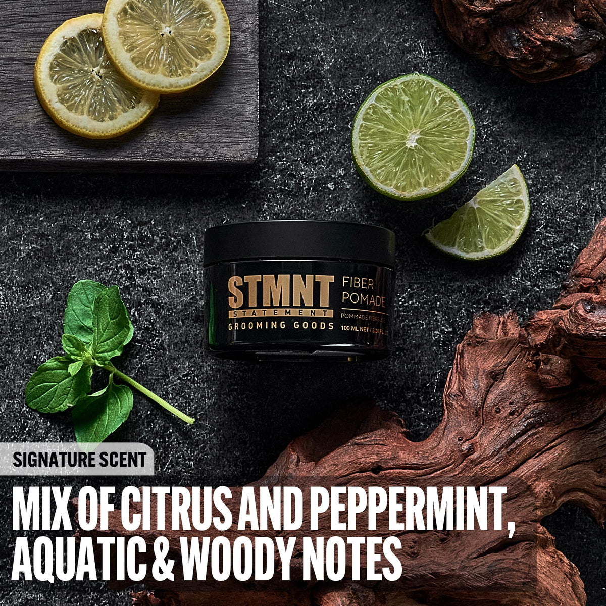 STMNT close-up of pomade texture highlighting elastic fibers and pliability
