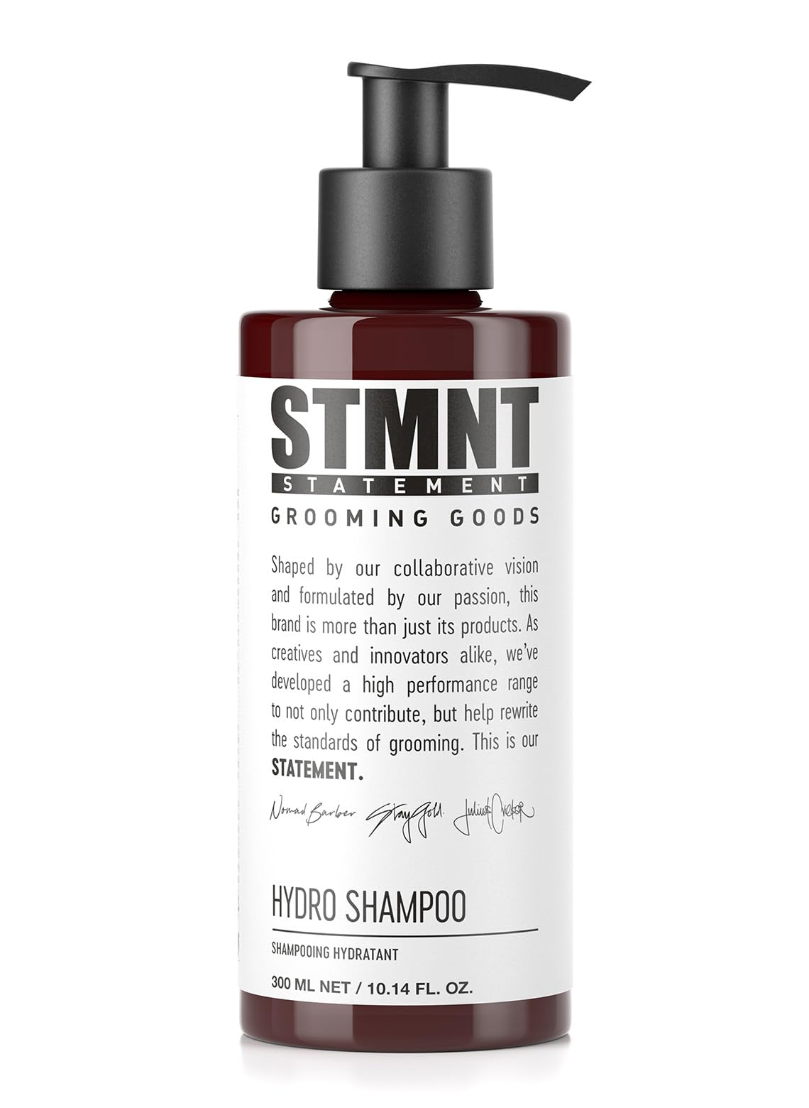 STMNT Hydro Shampoo front label showing product name and benefits