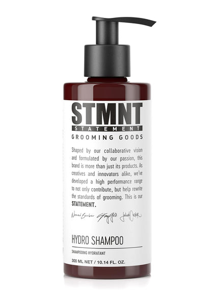 STMNT Hydro Shampoo front label showing product name and benefits