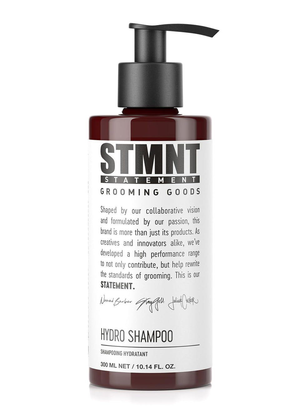 STMNT Hydro Shampoo front label showing product name and benefits