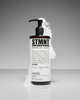 STMNT Hydro Shampoo pump close-up highlighting easy dispensing
