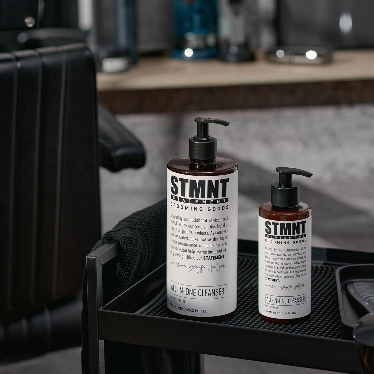 STMNT in-shower use showing full-body cleansing and freshness
