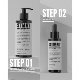 STMNT pump dispense detail emphasizing easy one-handed use