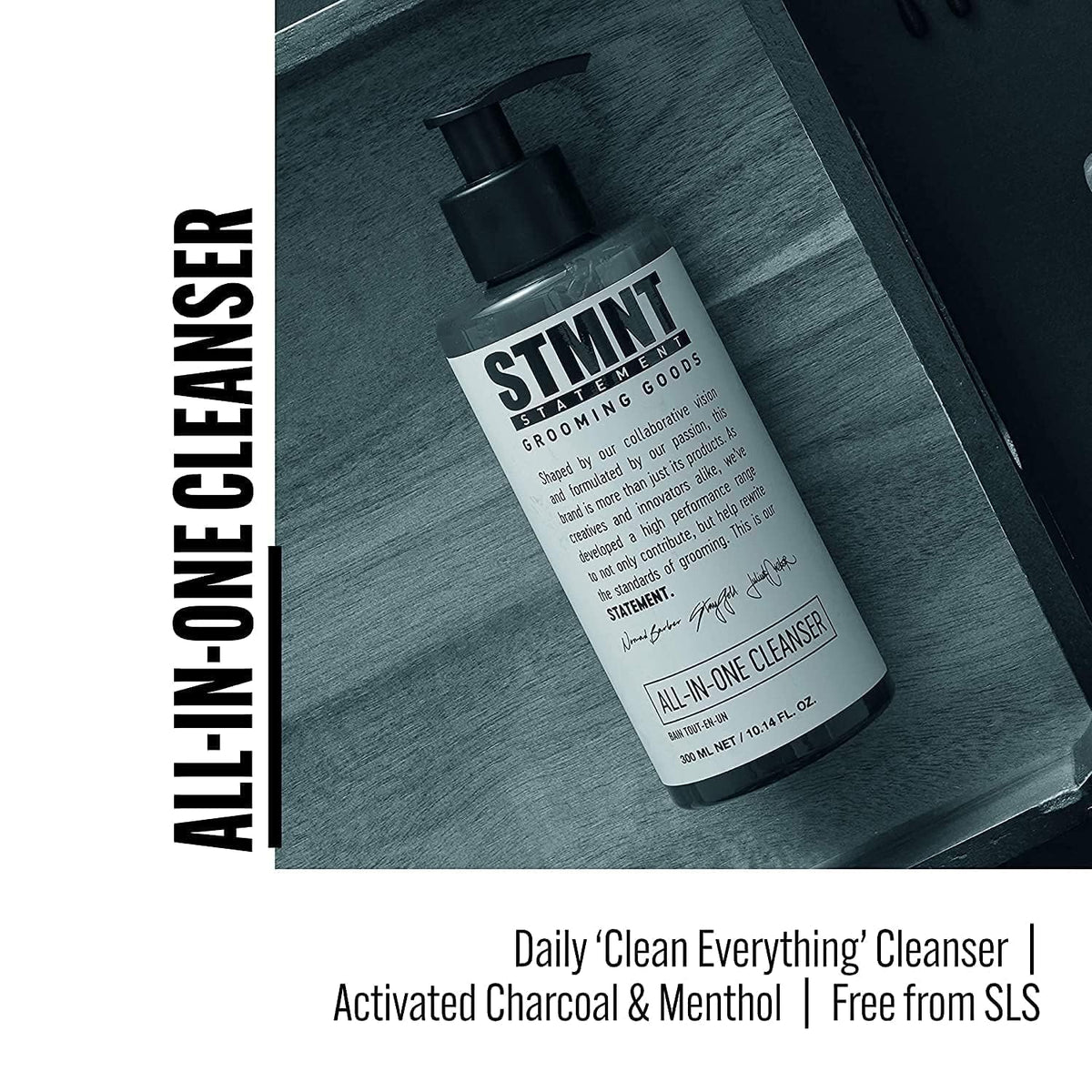 STMNT lather texture close-up with activated charcoal clarity benefit