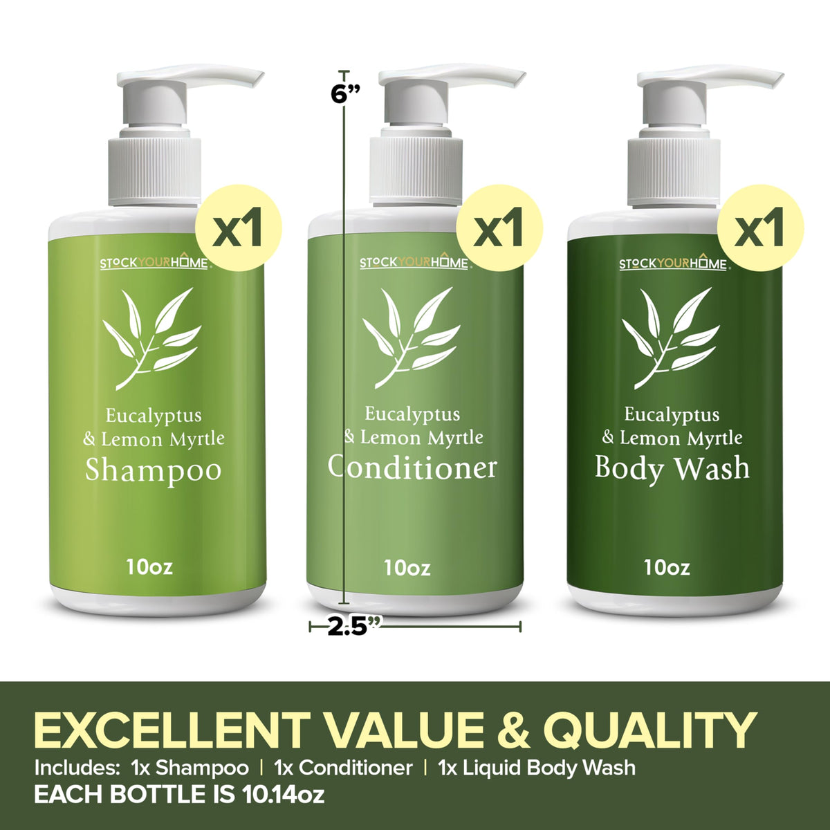 Stock Your Home bottles group lined up, easy-to-store set that simplifies restocking