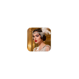 STONEFANS front view showing elegant rhinestones and feathers for instant glamour