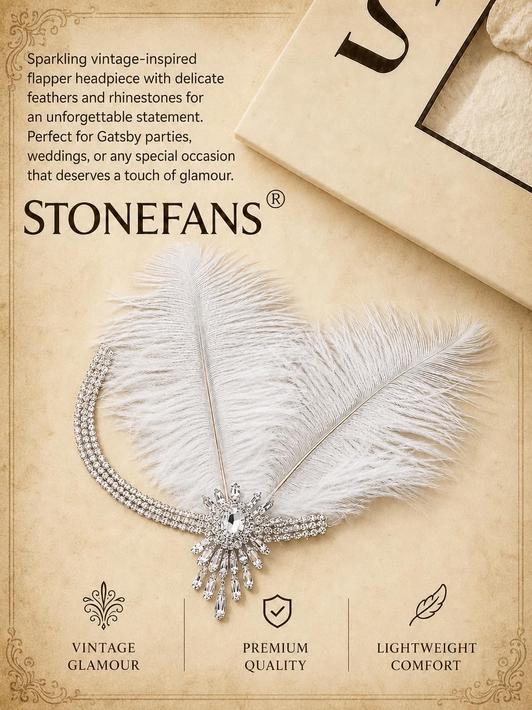 STONEFANS positioned higher on head for modern formalwear versatility