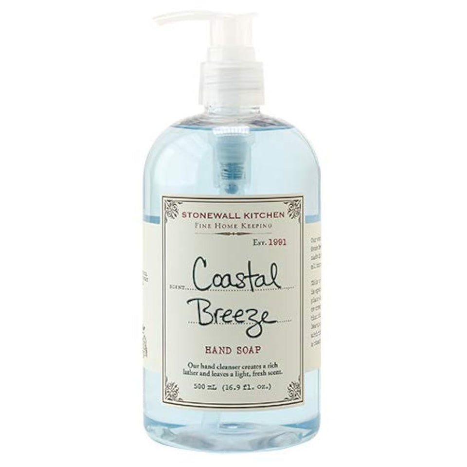 Stonewall Kitchen bottle front packaging showing coastal breeze scent and fresh benefit