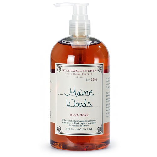 Stonewall Kitchen bottle front packaging showing size and woody scent benefit