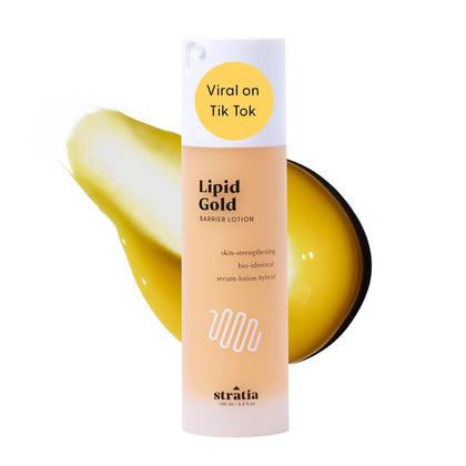 Stratia Lipid Gold front packaging showing jar and branding for clear moisturizer benefits