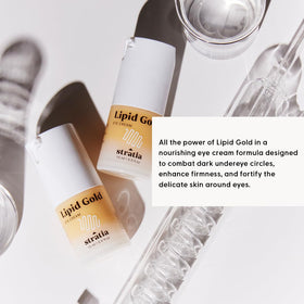 Stratia Lipid Gold held in hand showing 0.5 fl. oz size and portability