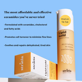 Stratia Lipid Gold creamy texture close-up demonstrating rich hydration and barrier support
