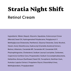 Stratia Night Shift in bathroom routine beside cleanser and serum, demonstrates nightly layering use