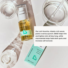 Stratia label ingredients close-up highlighting DMAE, niacinamide and hyaluronic acid