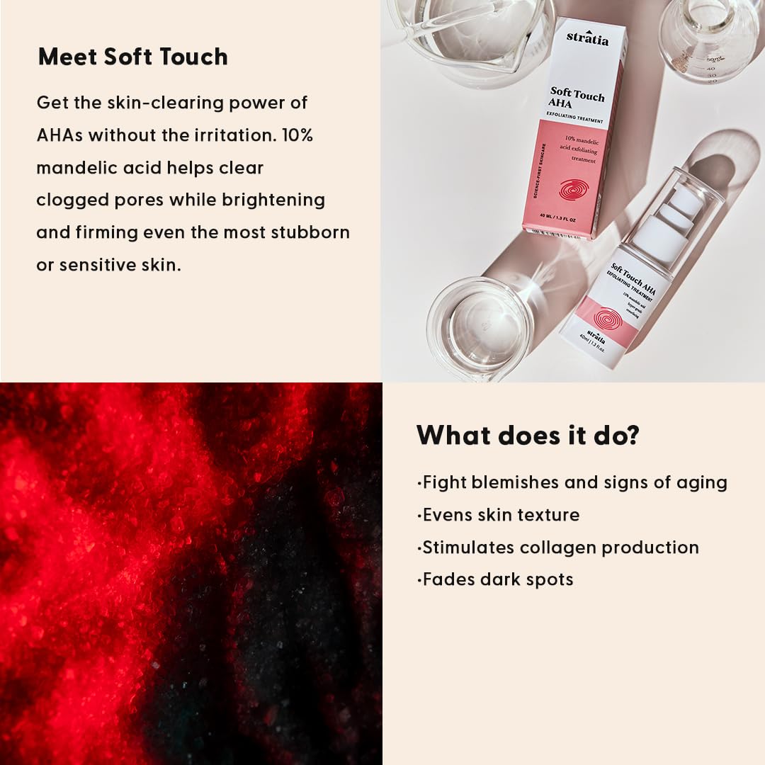 Stratia pipette dispensing serum drop, highlights easy, mess-free application benefit