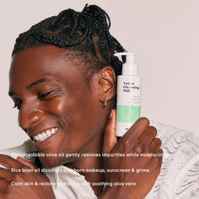 Stratia creamy milk texture on hand demonstrating smooth glide and soft feel benefit