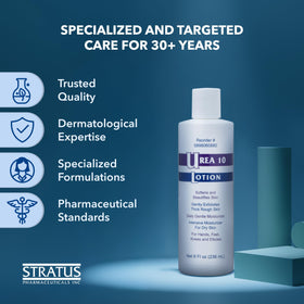 STRATUS PHARMACEUTICALS next to common items showing 8 oz scale and portability