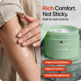 STRAWBERRY arm before and after showing smoother skin texture