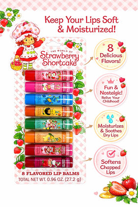 Strawberry Shortcake lip balm held in hand showing pocket-size convenience
