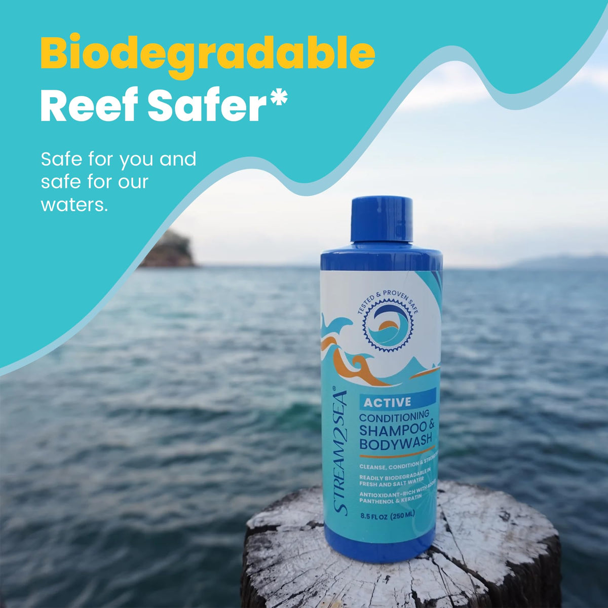 STREAM 2 SEA bottle beside camping and beach gear for travel convenience benefit