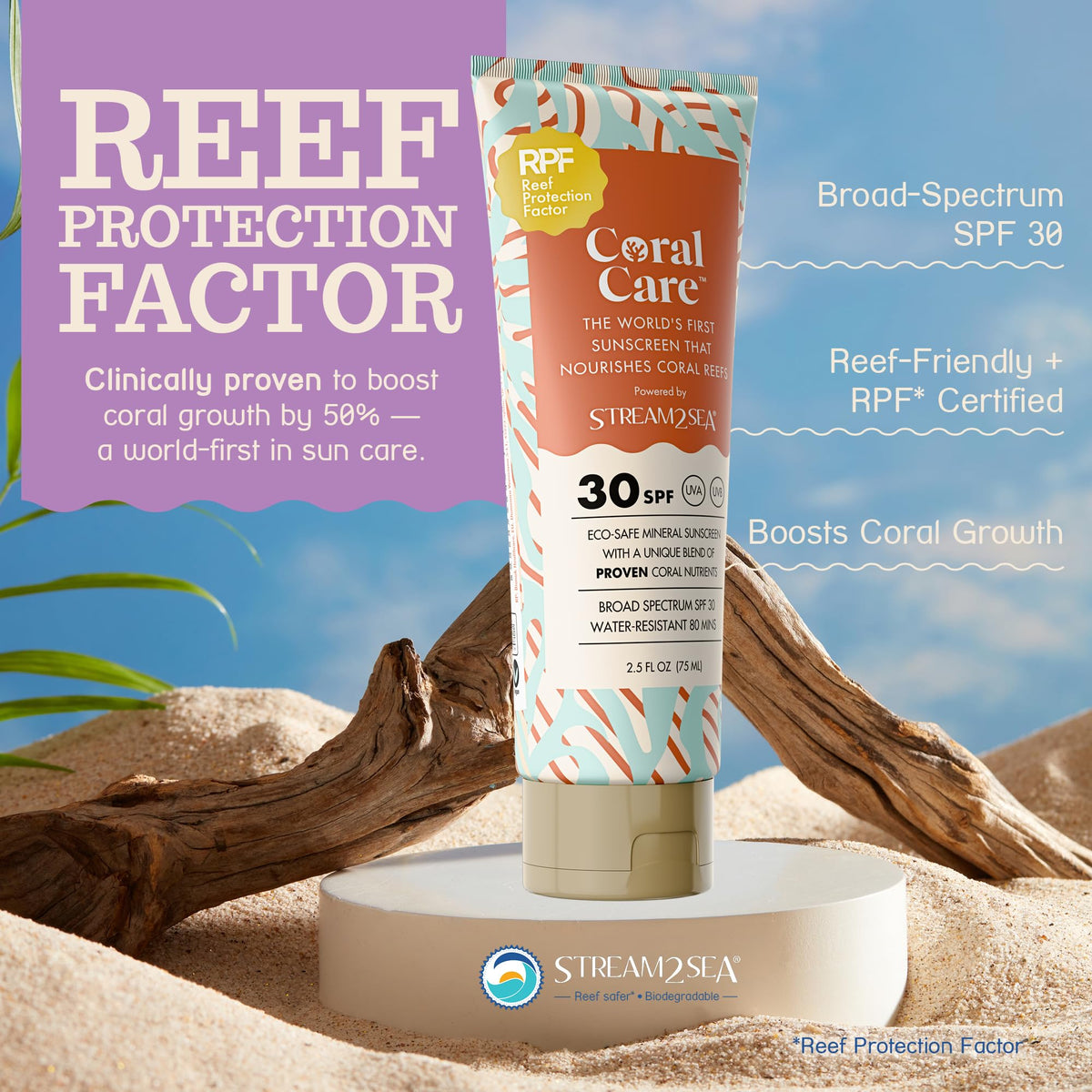 STREAM 2 SEA sunscreen texture close-up demonstrating smooth mineral finish