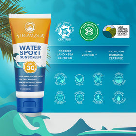 STREAM 2 SEA being applied to face at the beach for sun protection