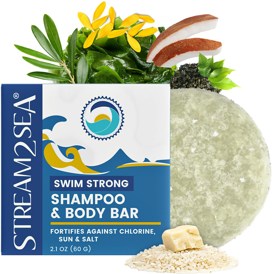STREAM 2 SEA front packaging showing compact reef-safer hair bar benefit