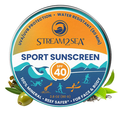 STREAM 2 SEA front view of sunscreen tin showing compact travel benefit