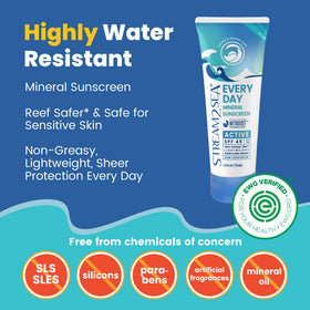 Stream 2 Sea applying sunscreen to face demonstrating easy blendability