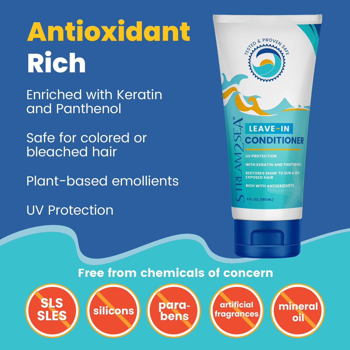 STREAM 2 SEA conditioner texture on hand demonstrating lightweight, non-greasy benefit