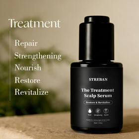 STREBAN black serum bottle close-up highlighting restorative night formula