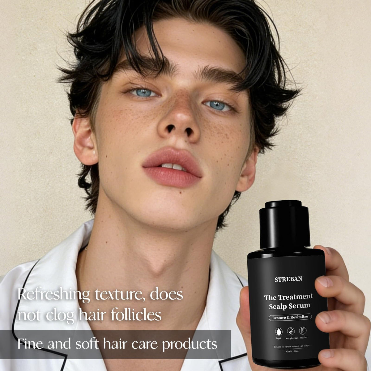STREBAN duo displayed on bathroom shelf for easy daily routine reminder