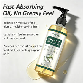 STREBAN oil texture closeup droplet highlights silky absorption
