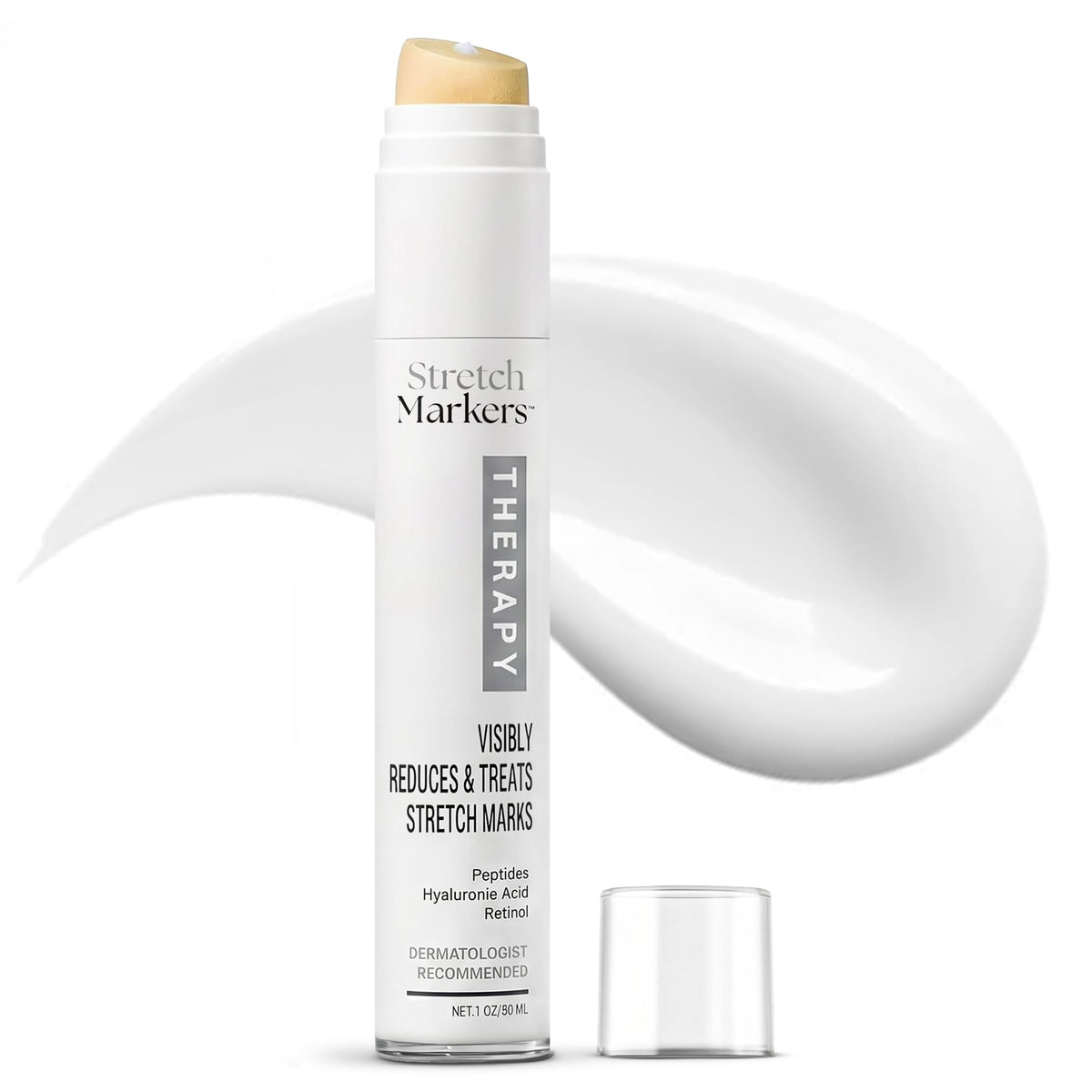 StretchMarkers front packaging showing bottle and label, brand clarity and trust