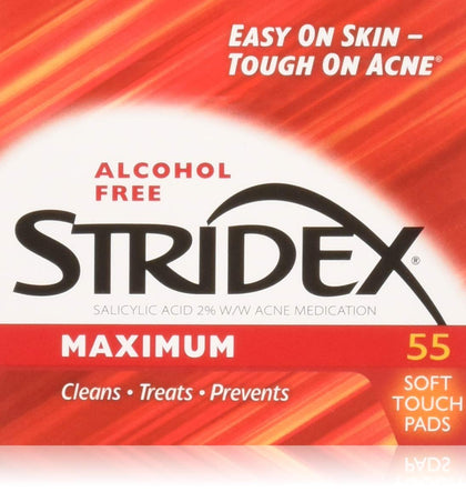 Stridex jar front packaging showing label and three-pack value benefit