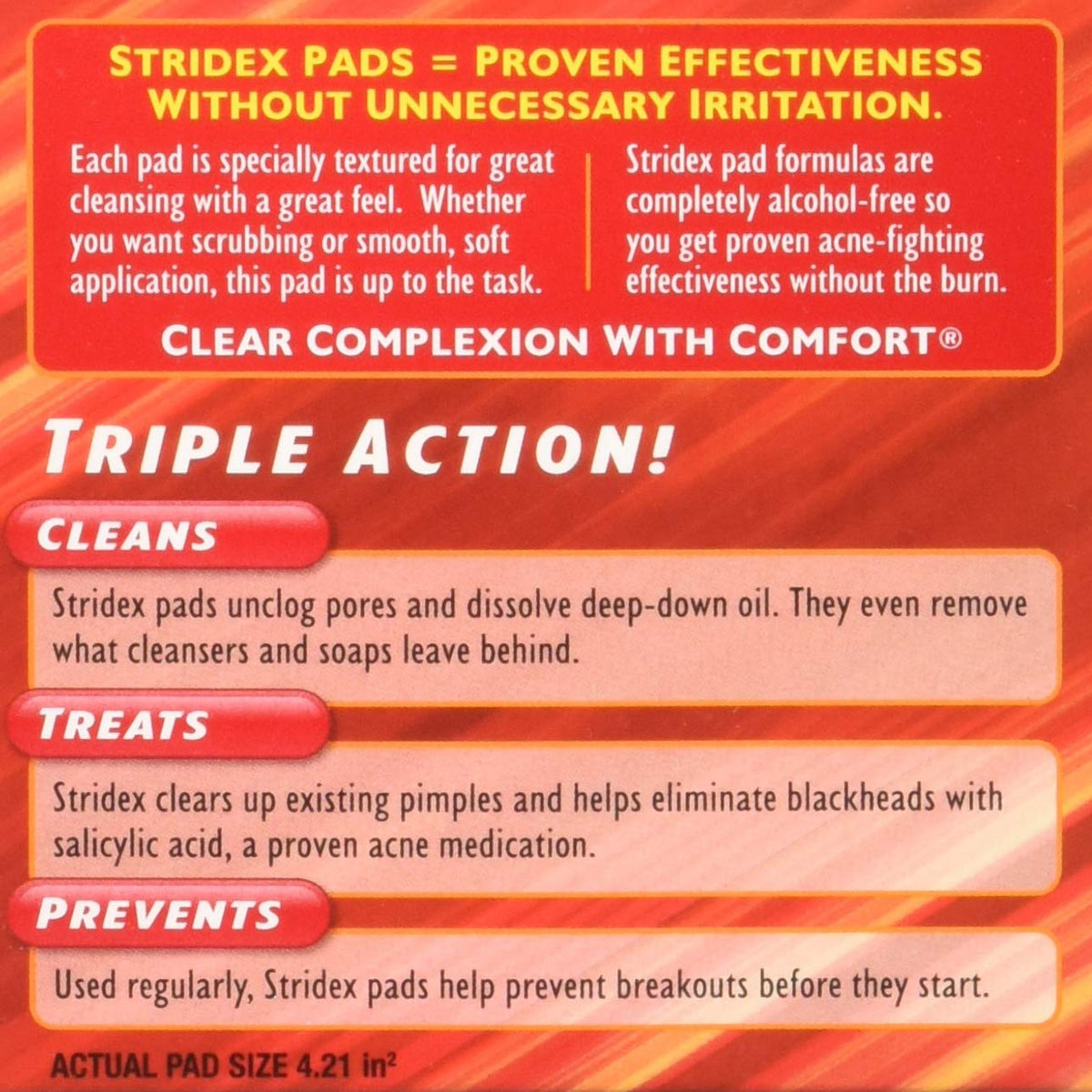 Close-up of Stridex pad texture highlighting exfoliant delivery benefit