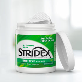 Stridex close-up of pad texture highlighting gentle exfoliation and cleansing