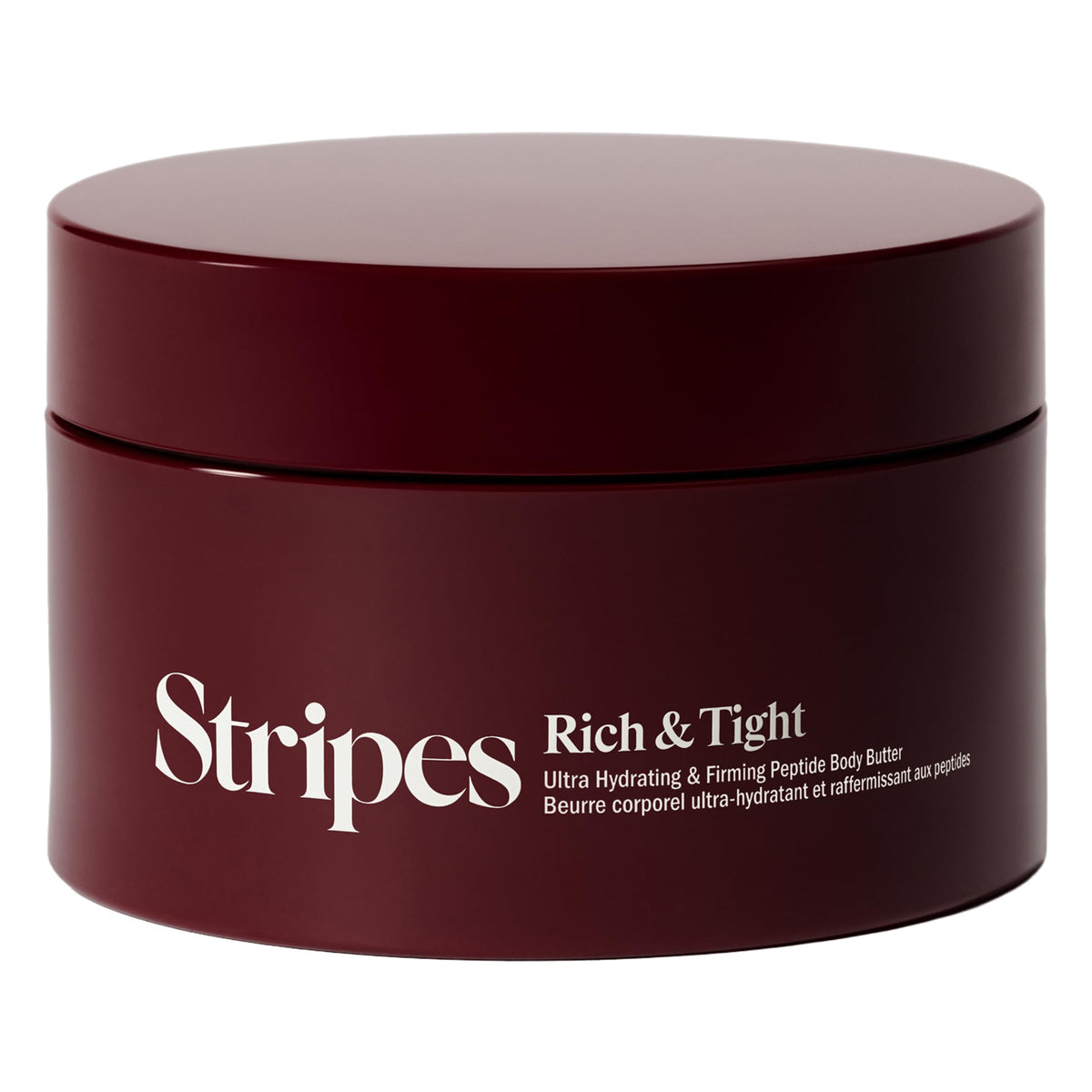 STRIPES product tub front view showing label and size for quick identification