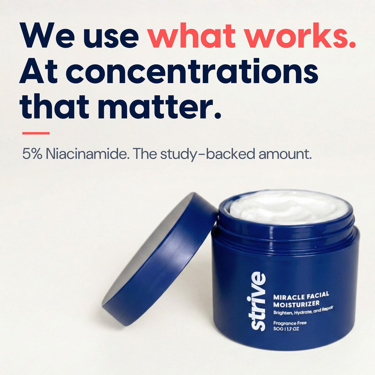 Strive application on hand demonstrating quick spreadability and hydration