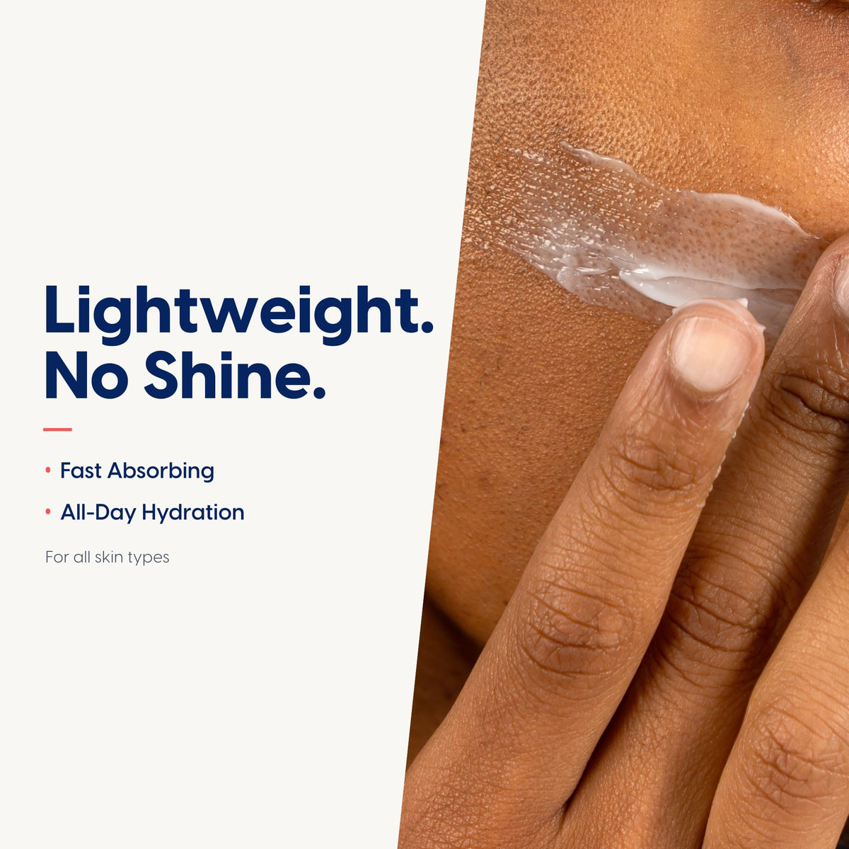 Strive under eye demonstration showing brightening effect and gentle use