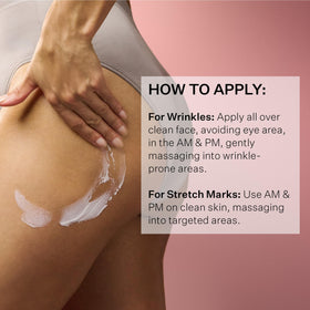 StriVectin being applied to face demonstrating hydration and smoothing benefit