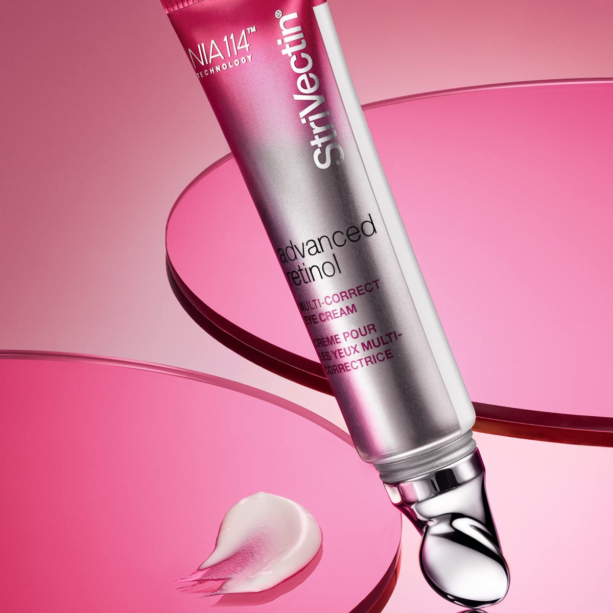 StriVectin cream applied under eye demonstrating smoothing and quick absorption